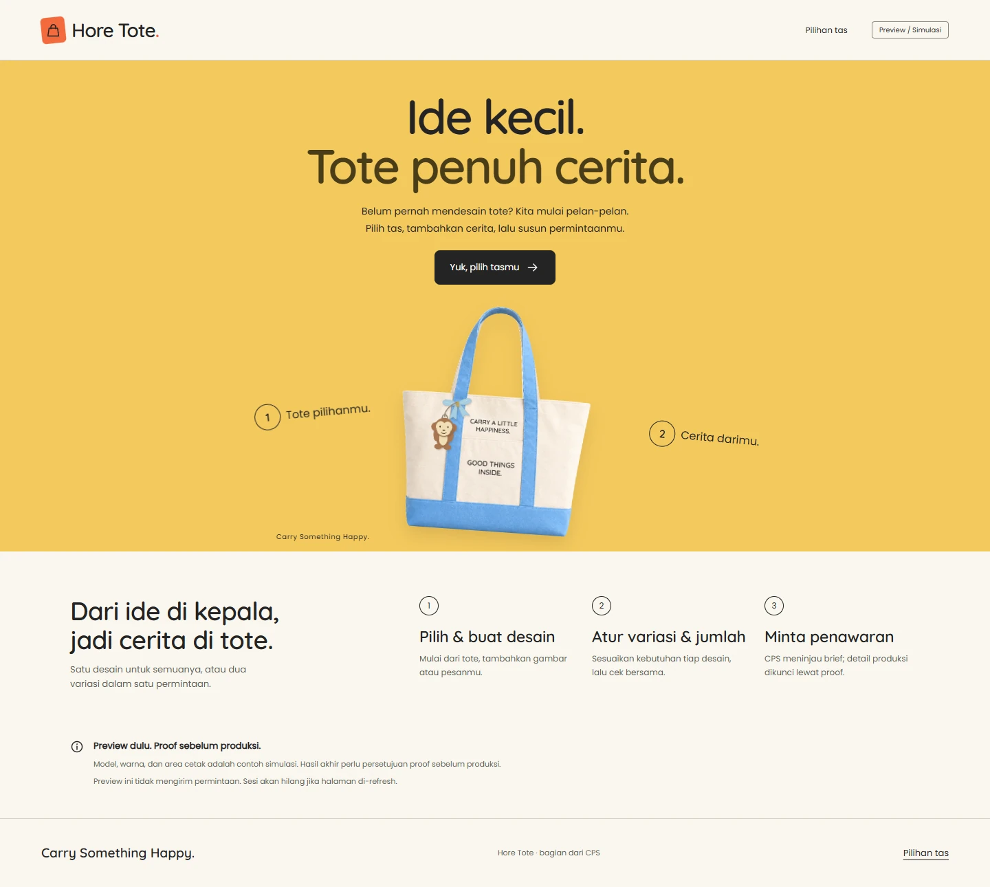 Hore! Tote homepage capture with the process and simulation limitations explained.